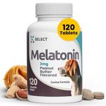 K9 Select 3mg Melatonin for Dogs - Adrenal Support and Sleep Support - 120 Peanut Butter Flavored Tablets - Dog Melatonin for Medium Size Dog Breeds