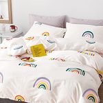 MiniSteps 100% Cotton Duvet Cover Set - Children's 3 Pieces Reversible Bedding Set - Zipper Closure - Toddler, Kids, Tennagers (T, Rainbows)