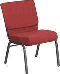 Flash Furniture HERCULES Series 21''W Stacking Church Chair in Crimson Fabric - Silver Vein Frame