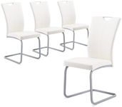 Jellci Kitchen Dining Chairs Set of 4, Modern Faux Leather High Back Dining Chair, Arm Chair for Dining Room, Kitchen, Living Room, Wedding, with Silver Grey Metal Frame