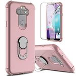 lovpec LG K31 Case with Soft TPU Screen Protector, Ring Holder Kickstand Protective Phone Cover Case for LG Aristo 5/LG K31/LG Fortune 3/LG Phoenix 5/LG Tribute Monarch/LG Risio 4/LG K8x (Pink)