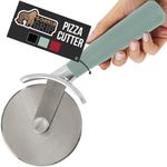 Gorilla Grip Stainless Steel Pizza Wheel, Large Sharp Rust Resistant Cutter Blade with Thumb Guard, Comfortable Handle, Slice Thick or Thin Pizzas in Seconds, Works on Pie Crust, Pastries, Mint