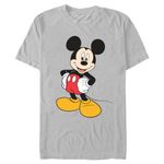 Disney Men's Classic Mickey Mouse Full Size Graphic Short Sleeve T-Shirt, Silver, Medium