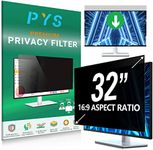 PYS 32 Inch Privacy Screen for 16:9 Widescreen Computer Monitor - Easy Removable Screen Filter Shield - Anti Glare & Blue Light - Anti Scratch Protector Film for Data Security