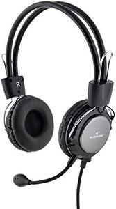 Bluestork MC201 Micro Casque pour PC - Casque avec Microphone Flexible à Réduction de Bruits - Casque PC avec Micro Jack 3.5mm Compatible Windows/Mac/Smartphones