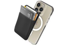 Sinjimoru Stretchy Magnetic Phone Wallet, Magnetic Card Holder for Back of Phone as Phone Wallet Stick On for MagSafe Wallet Compatible with iPhone 15 14 13 12 Series. M-Basic Black