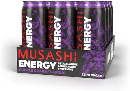 Musashi Energy Drink, Purple Grape, Hydration & Energy Support, Workout & Sports Performance, Electrolyte Boost, Pack of 12 (12 x 500ml Energy Drinks)