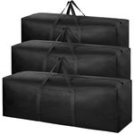 3 Pack 100L Capacity Travel Duffle Bag, Large Holdall Folding Heavy Duty 600D Oxford Fabric Long Storage Luggage Bags with Zips for Moving Camping (Black)