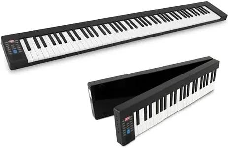 Pyle Electric Keyboard Piano 88 Keys - Portable Foldable Digital Piano Keyboard With Bluetooth, 128 Rhythms/Tones,Semi weighted keys, Sustain Pedal, Piano Bag - for Beginners, Kids,Adult -PKBRD8100