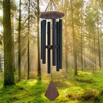 Astarin Memorial Wind Chimes for Outside Deep Tone, Wind Chime Outdoor Sympathy Wind-Chime Personalized with 6 Tuned Tubes, Elegant Chime for Garden Patio Balcony and Home Matte Black