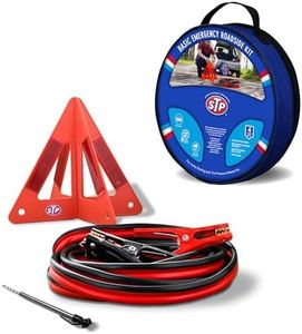 STP Emergency Roadside 4-Piece Kit w/ 16ft Jumper Cables, Warning Triangle, Tire Gauge