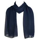 Hat To Socks Chiffon Scarf Sheer Wrap for Women (Navy Blue)