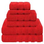 American Soft Linen Luxury 6 Piece Towel Set, 2 Bath Towels 2 Hand Towels 2 Washcloths, 100% Cotton Turkish Towels for Bathroom, Red Towel Sets