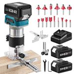 Avhrit Cordless Compact Wood Router Tool with Edge Guide, 2PCSx Battries