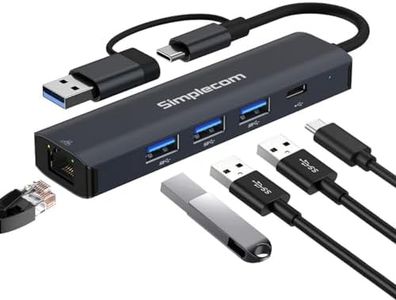 Simplecom CHN436 USB-C and USB-A to 4-Port USB HUB with Gigabit Ethernet Adapter