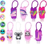 KINIA 8 Pack Empty BFF Kids Hand Sanitizer Travel Size Holder Keychain Carriers ~ 8-1 fl oz Flip Cap Reusable Portable Empty Bottles (8-Variety Pack BFF)