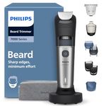 Philips Beard Trimmer 7000 Series, Self-Sharpening Metal Blades, 40 Lock-in Settings, BeardSense Technology, Hair Collector, 100 Percent Waterproof, Silver (BT7670/15)