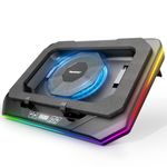 Laptop Cooling Pad, Gaming Laptop Cooler with RGB Light, Laptop Cooling Stand with 3500 RPM Adjustable Speed Fan, 3 Port USB Hub, LED Screen and Touch Control for 12-19 Inches Laptops