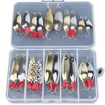 DONQL Fishing Lures Metal Spoons Hard Baits 20pcs Set Metal Fishing Lures Spinner Baits Fish Treble Hooks Tackle Salmon Bass (Set B)