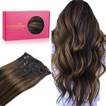 WENNALIFE Clip in Hair Extensions Human Hair 18 Inch 120g 7pcs Balayage Dark Brown Mixed Chestnut Brown Hair Extensions Clip in for Women Real Human Hair Rallonge Cheveux Humain Real Hair Extensions