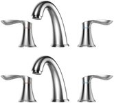 Bathroom Faucet, 8 Inch Bathroom Faucets for Sink 3 Hole, Widespread Brushed Nickel Bathroom Faucet with Pop up Drain and cUPC Lead-Free Hose (Chrome 2 Packs)