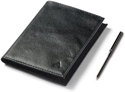 Allett Coin Wallet 2.0 & Pen Bundle | Onyx Black, Leather, RFID Blocking | Velcro Coin Pocket, Slim, Minimalist, Bifold, Water Resistant | Holds 4-24 Cards & Flat Bills | Stainless Steel Pen