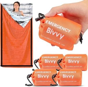Deecam Emergency Sleeping Bag 4 Pack, Mylar Thermal Bivy Sack, Waterproof Portable Bivvy Sleeping Bag Survival for Camping Hiking Backpacking Outdoor Survival Kits