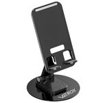 VEROX Foldable Multifunctional Rotatable Mobile Stand and Tablet Stand with 360° Rotating Metal Base Phone Stand, Mobile Holder for Smartphones, ipad, Tablets, Kindle- Black