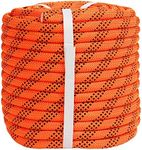 YUZENET Braided Polyester Arborist Rigging Rope (3/8 inch X 100 feet) High Strength Outdoor Rope for Rock Climbing Hiking Camping Swing, Orange/Black