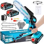 Mini Chainsaw-6 Inch Brushless Motor Cordless Chainsaw with 2 Battery & 2 Chains, Small Battery-Powered Electric Chain Saw with Safety Lock for Tree Trimming Gift for Men Dad Women Husband Father 2026