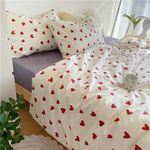 Michorinee Heart Print Duvet Cover Double Size Red Small Love Heart Bedding Set with Pillow Case Aesthetic Breathable & Soft Microfiber Quilt Cover Zipper Closure