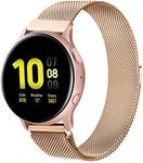 20mm Bands Compatible with Samsung Galaxy Watch 3 41mm / Active 2 (44mm/40mm) / Active/Galaxy Watch 42mm Band, 20mm Adjustable Stainless Steel Mesh Loop Replacement Wristband Strap (Rose Gold #20mm)