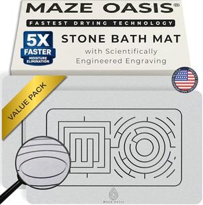 MAZE OASIS Bathroom Mat Set (2 Pack) [Engineered for Hygiene] – Stone Bath Mats for Bathroom & Kitchen Counter Drying Mat – Non Slip Diatomaceous Earth – Serenity Sterling