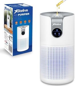 Stelive Air Purifier, 40m2, H13 True HEPA & Active Carbon Filter, 3-Stage Filtration System, Allergies, Odor Dust and Pollen Cleaner Convenient Touch Screen, 3 Timers Filter Change Reminder Sleep Mode