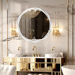 NEVEX Round Wall Mounting Led Mirror with Bathroom,Light Mirror for Wash Besin,Size 24X24 inch|Mirror with Light 3 Tone (Cool White, Natural White, Warm White).