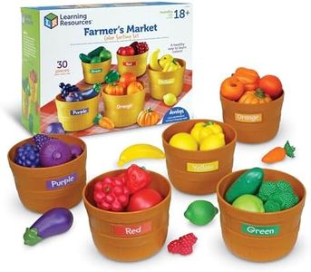 Learning Resources Farmer’s Market Color Sorting Set - 30 Pieces Age 18+ Months Toddler Learning Toys, Sorting Toys for Kids, Play Food,Easter Basket Stuffers​