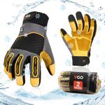 Vgo... Winter Work Gloves for Men, Cold Weather Waterproof Safety Work Gloves,Freezer Gloves,Cow Leather,Touchscreen(2 Pairs,L,Gray,CA7724FW)