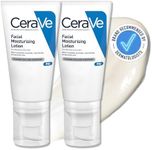 CeraVe Moisturising Face Cream for Normal to Dry Skin, Ultralight Formula, with Hyaluron, Niacinamide and 3 Essential Ceramides, 2 x 52 ml