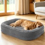 Pawk Large Dog Bed, XL Orthopedic Memory Foam Dog Beds, Washable Dog Bed, Fits up to 41kg, Four-Sided Neck Pillow, Good for Golden Retriever, Labrador, German Shepherd, Samoye, Rottweiler, Dark gray