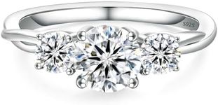 KRKCLIFE Moissanite Rings for Women, 3 Stones Diamond Engagement Ring, Twisted Vine, 1.6CT D Color VVS1 Clarity Lab Created Eternity Rings in 925 Sterling Silver, Promise Anniversary for Her, 6.5