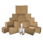 Uboxes Moving Boxes - 2 Room Bigger Smart Moving Kit - 28 Boxes, Tape