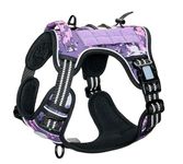 TruBest® Dog Harness Dog Body Belt Vest for Large Medium Small Dogs with Safety Reflective No Pull Adjustable Military Style Dog Vest Training Harness. (Large, Purple)