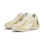 PUMA Men's Rise Nitro Nephrite Basketball Shoe, Frosted Ivory-Metallic Gold, 8 UK