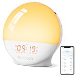 ecozy Sunrise Alarm Clock, Smart Wake Up Light with Sunrise/Sunset Simulation, App&Voice Control, 4 Alarms&Snooze, 17 Color Lights, 22 Sleep Sounds, Bluetooth Speaker Alarm Clock for Heavy Sleepers