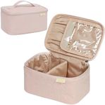 NISHEL Travel Makeup Bag Women, Cosmetic Organizer Case, Portable Travel Essentials Case for Travel-Size Accessories Bottles, Brushes, and Skin Care Products, Pink