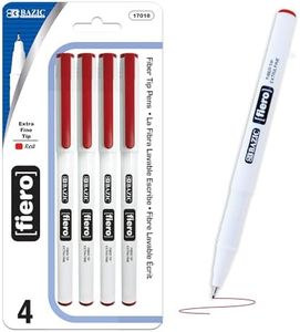 BAZIC Products Fiero Fiber Tip Pen, Fineliner Pens 0.4mm Red Color Extra Fine Point, Writing Drawing for Graphic Office School (4/Pack), 1-Pack