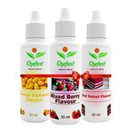 Chefast Pack of 3 Baking Essence Flavour of Mango, Mixed Berry, Red Velvet For Cake, Ice-Cream, Milkshakes- 30ML ( Use 2-3 Drops Essence for 250 Grm Cake) This is Flavour only, Not a Color