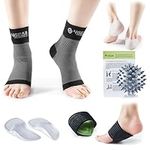 Plantar Fasciitis Foot Pain Relief Kit-9pcs-Compression Socks, Silicone Heel Cups, Gel Inserts, Cushioned Arch Supports & Spiky Massage Ball-Fast Heel & Arch Pain Relief, Strong Ankle & Arch Support