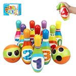 Kidow Toys Bowling Set Kids, Childrens Skittles Set Toys Educational Bowling Set with 10 xBowling Pins And 2 Balls For Toddlers Boys Girls Indoor & Outdoor Toy (Large)