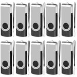 10 Pack USB Memory Sticks 512MB EASTBULL USB 2.0 Flash Drives Pen Drive Photo Memory Stick Swivel Design Fold Storage (Black With Lanyard)